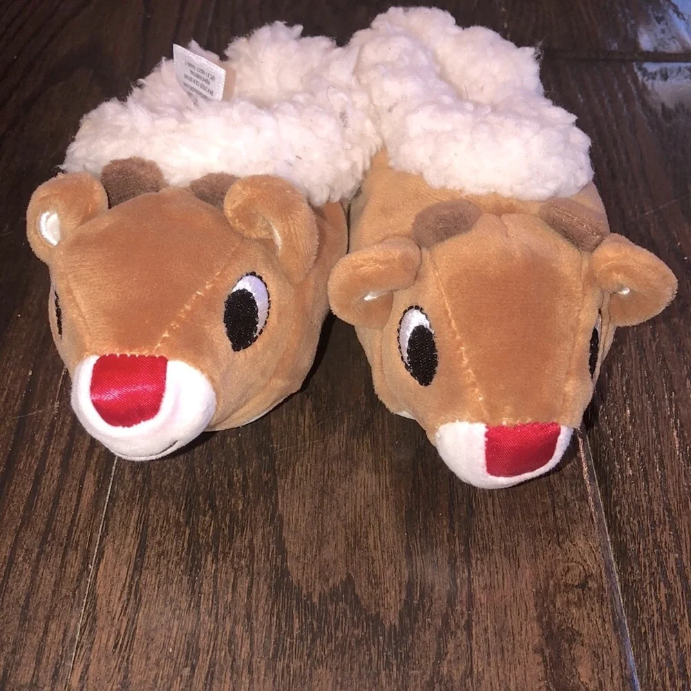 Rudolph the red nose reindeer Christmas kids slippers new with tags 12-24 months